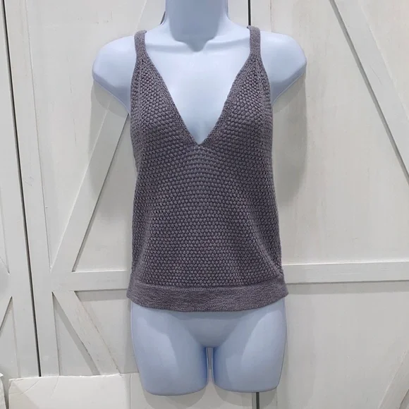 Cleo + Wolf Women's Sweater Knit Tank Cross Straps On Back Light Purple Size M - Picture 3 of 15